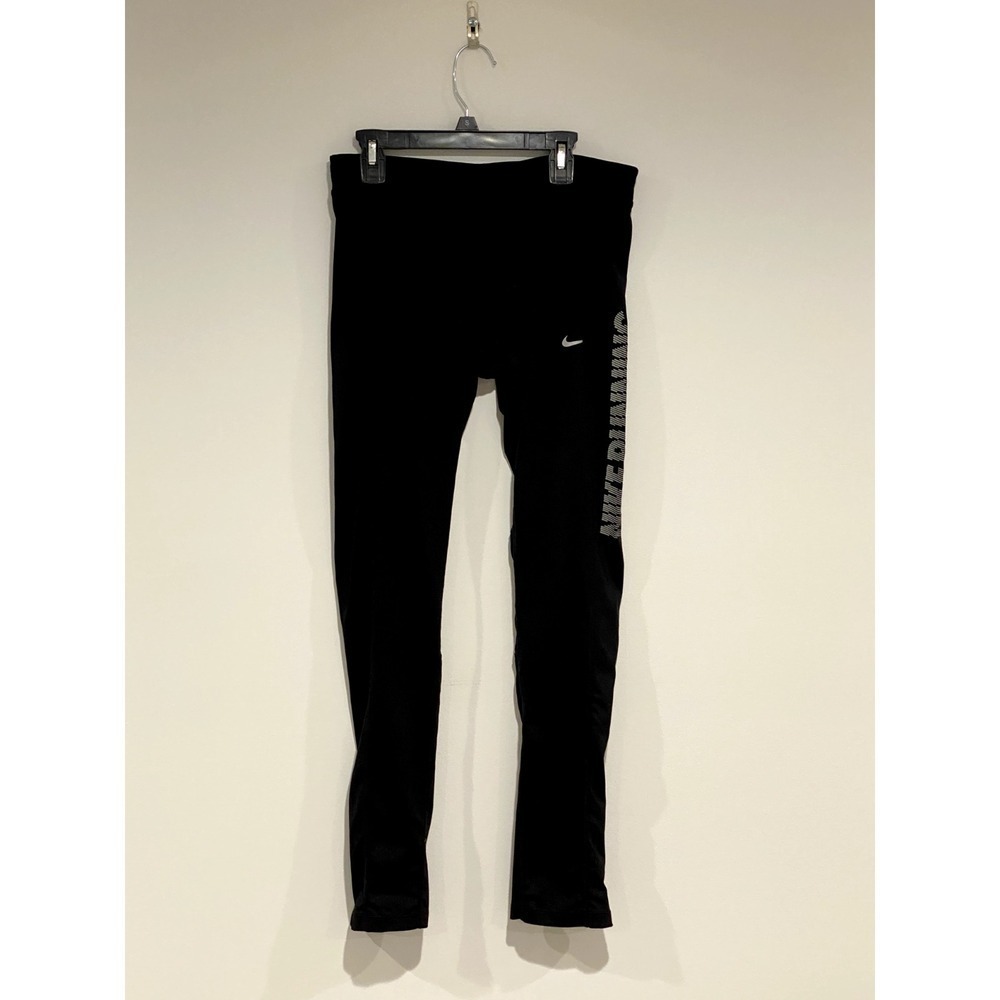 Women's Nike Dri-FIT Running Legging M Black w/Rear Zip Up Pocket and Bottom Zip
